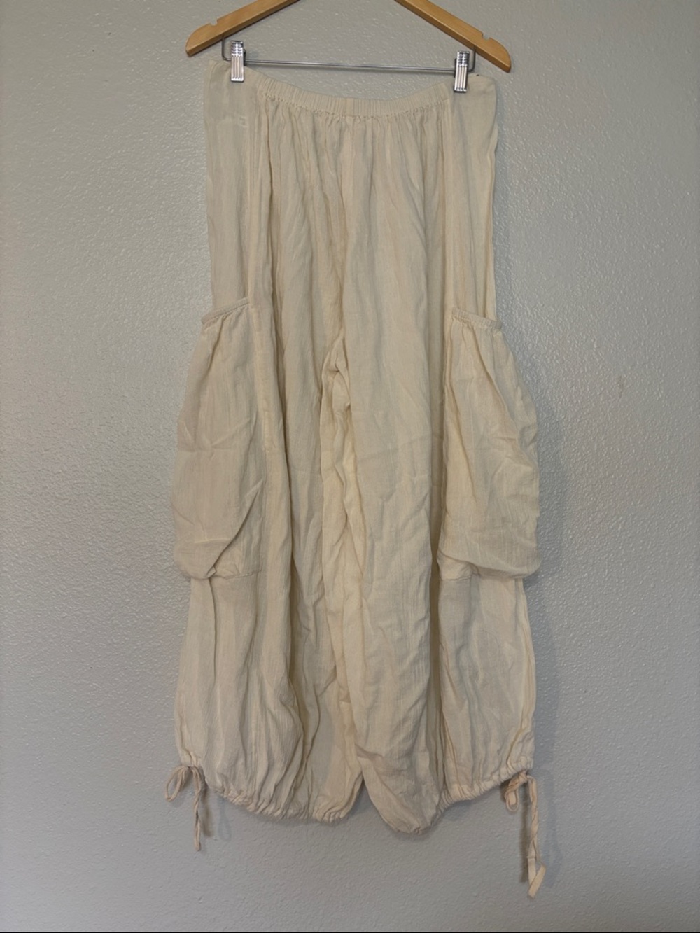 Free People Wide Leg Cotton Gauzy Cargo Harem Style Pants - Picture 12 of 15
